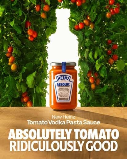 Heinz x Absolut tomato vodka pasta sauce collaboration